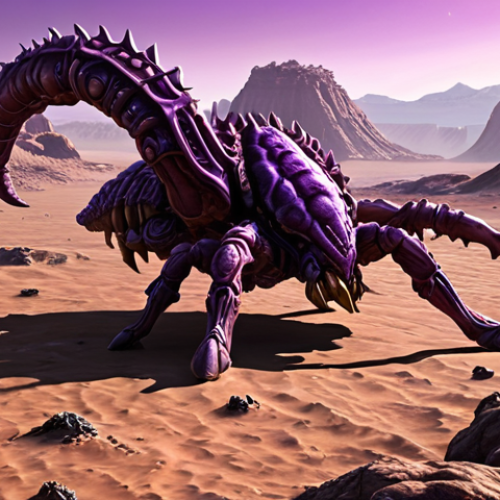 **Prompt:** A lone Zerg Overlord floating over a desolate, alien landscape in StarCraft