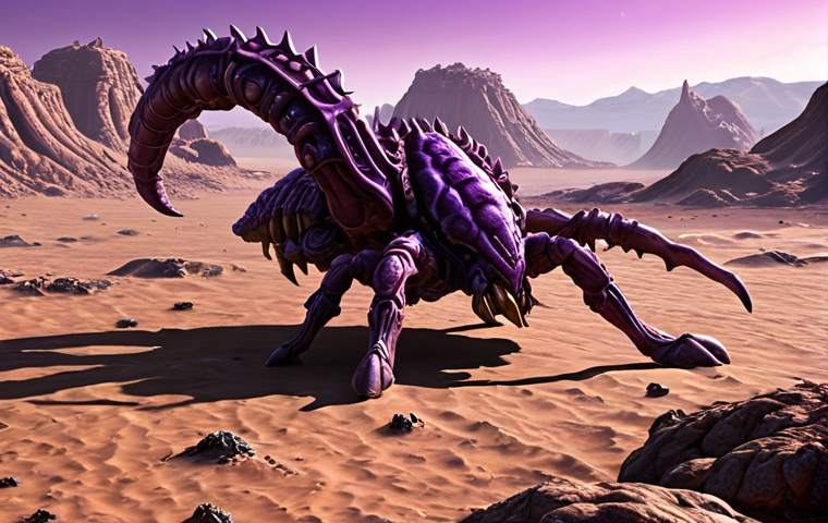 **Prompt:** A lone Zerg Overlord floating over a desolate, alien landscape in StarCraft